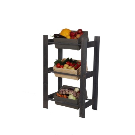 Regał Na Skrzynki ◈ Trzypiętrowy ◈ Drewniany/Szary ◈ 107x70x39 cm