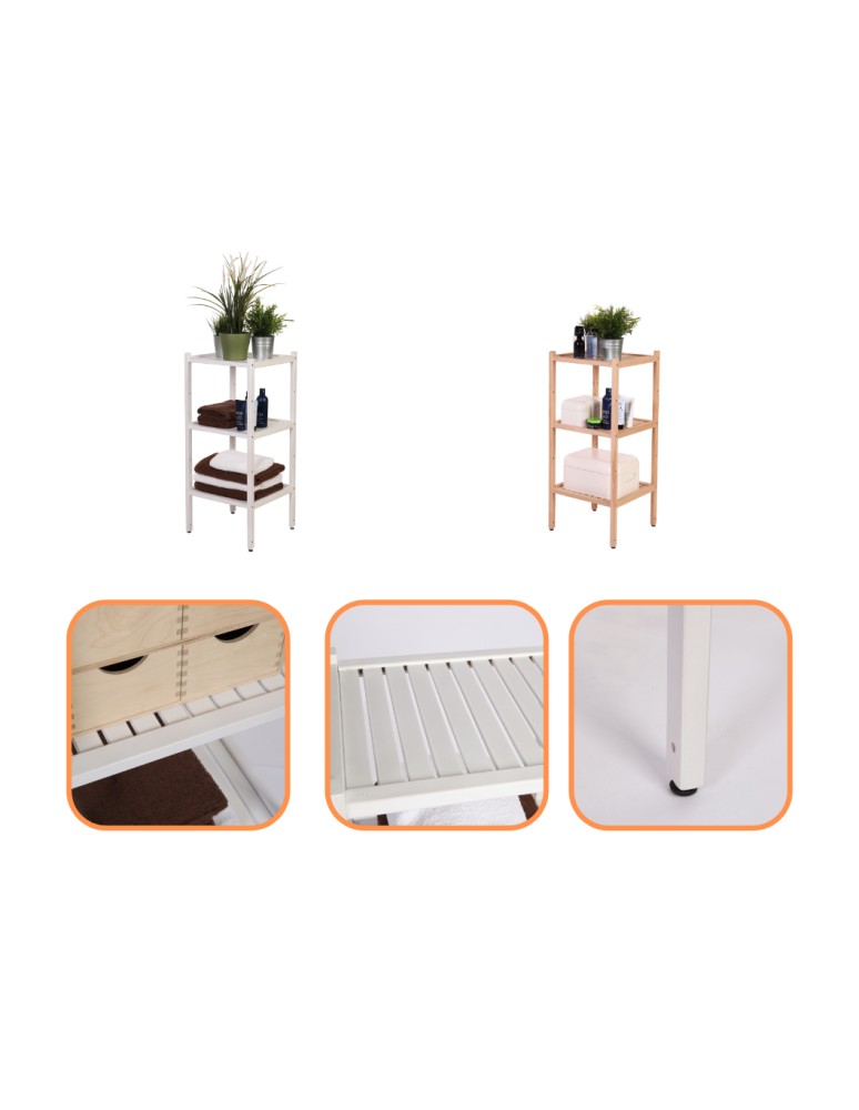 Regały do łazienki - Regał Łazienkowy ~ TARNI 3 Półki ~ Bukowy / Biały - product MODO24.PL 7