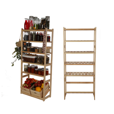 Regał Drewniany LSR  5 półek prostych, 1 na skrzynkę