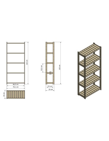 Regały/meble wielofunkcyjne - Regał Drewniany LSR 5 półek prostych - product 15