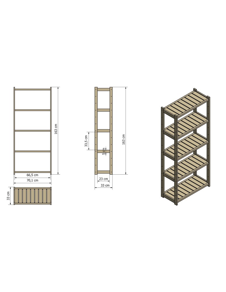Regały/meble wielofunkcyjne - Regał Drewniany LSR 5 półek prostych – szary - product MODO24.PL 5