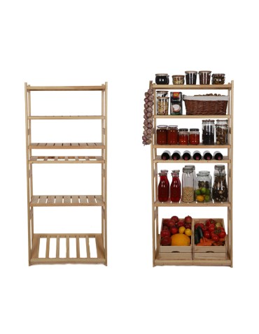 Regał Drewniany LSR półki mieszane 4 + 1 + 1