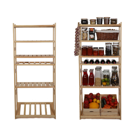 Regał Drewniany LSR półki mieszane 4 + 1 + 1