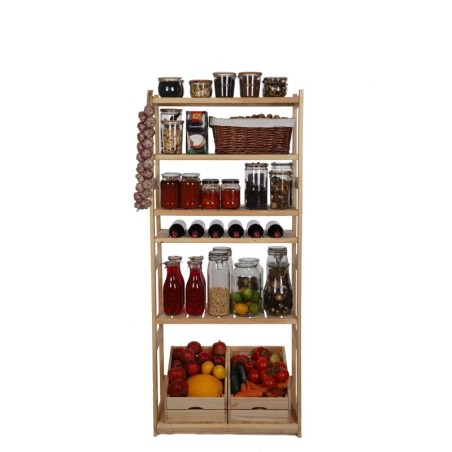 Regał Drewniany LSR półki mieszane 4 + 1 + 1