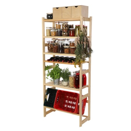 Regał Drewniany LSR półki mieszane 4 + 1 + 1