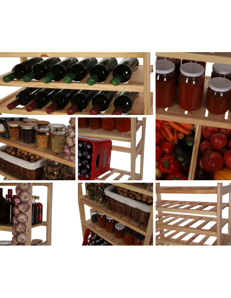 Regały/meble wielofunkcyjne - Regał Drewniany LSR – 13 półek na wino – brązowy - product MODO24.PL 14