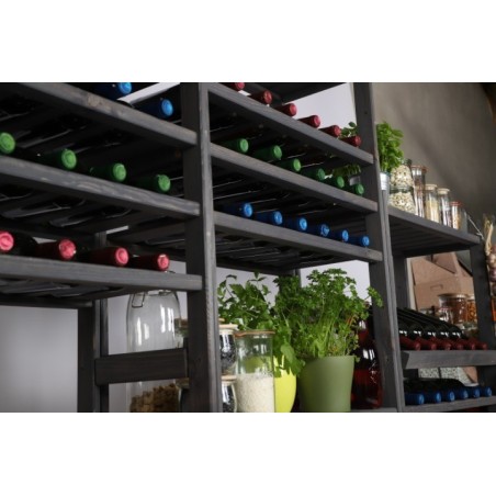 Regał Drewniany LSR – 13 półek na wino – szary