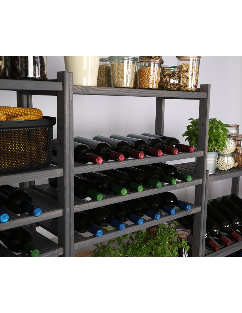 Regały/meble wielofunkcyjne - Regał Drewniany LSR – 13 półek na wino – szary - product MODO24.PL 16