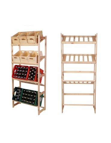 Regał Drewniany LSR – 4 półki na skrzynki