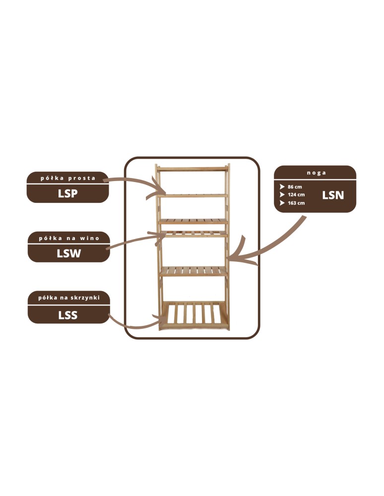 Regały/meble wielofunkcyjne - Regał Drewniany LSR – 4 półki proste - product MODO24.PL 12
