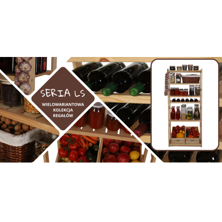 Regał Drewniany LSR – 4 półki proste – szary