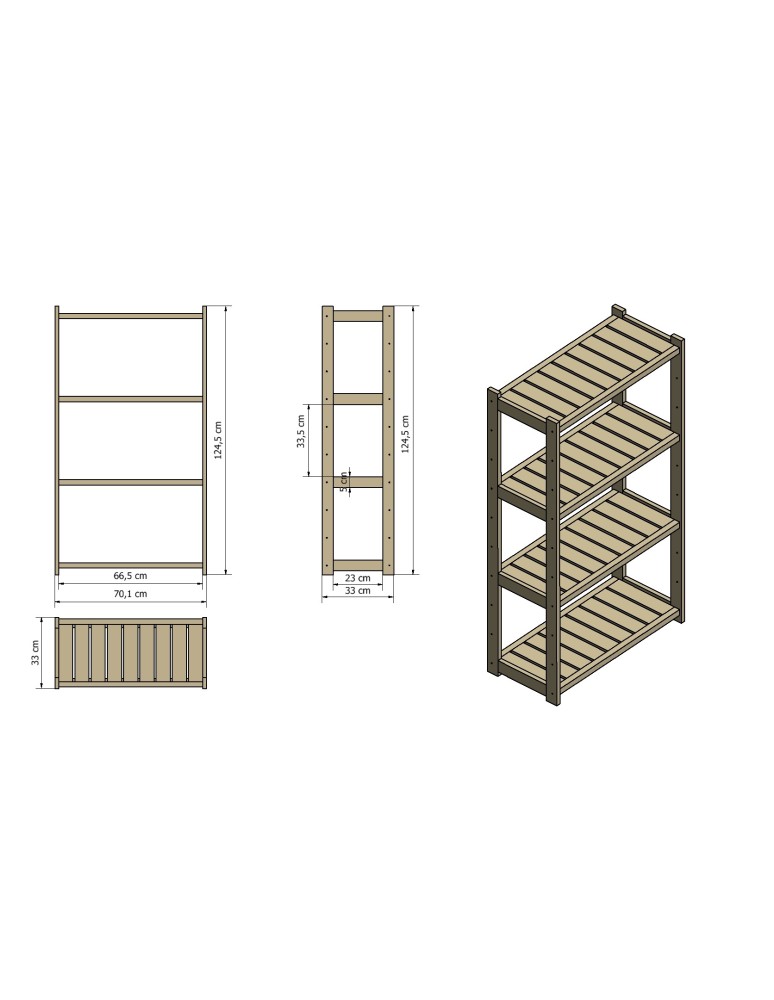 Regały/meble wielofunkcyjne - Regał Drewniany LSR – 4 półki proste – brązowy - product MODO24.PL 11