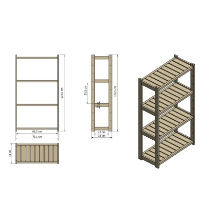 Regał Drewniany LSR – 4 półki proste – brązowy