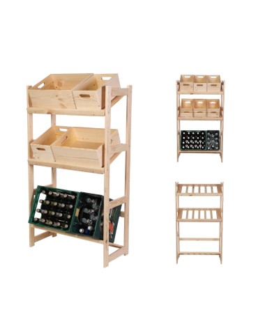 Regał Drewniany LSR – 3 półki na skrzynki