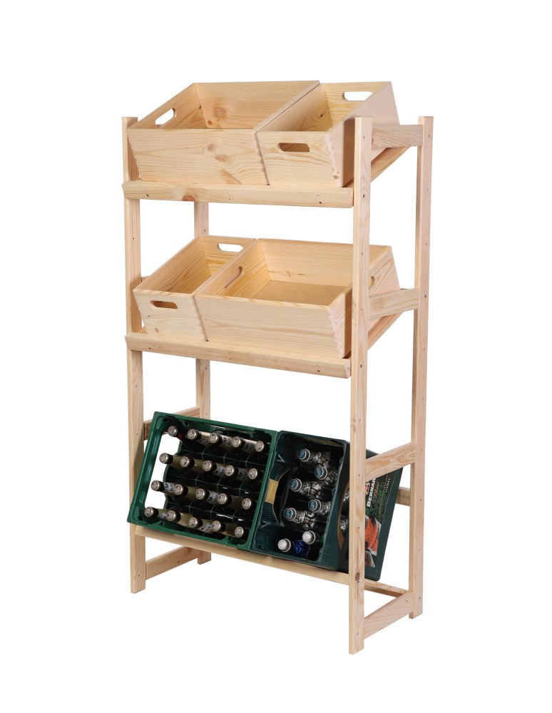 Regały/meble wielofunkcyjne - Regał Drewniany LSR – 3 półki na skrzynki - product MODO24.PL 3