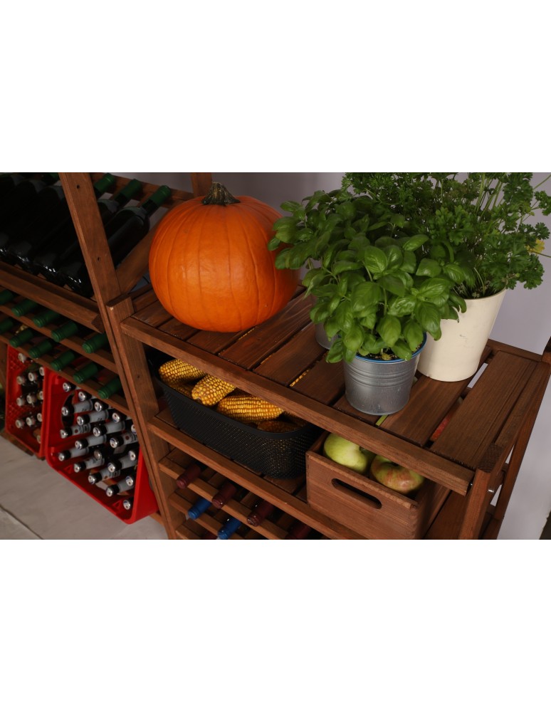 Regały/meble wielofunkcyjne - Regał Drewniany LSR – 7 półek na wino – Brązowy - product MODO24.PL 15