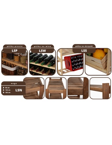 Regały/meble wielofunkcyjne - Regał Drewniany LSR – 7 półek na wino – Szary - product 9