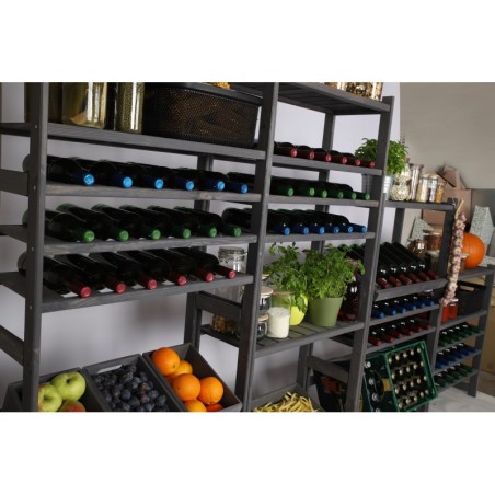 Regał Drewniany LSR – 7 półek na wino – Szary