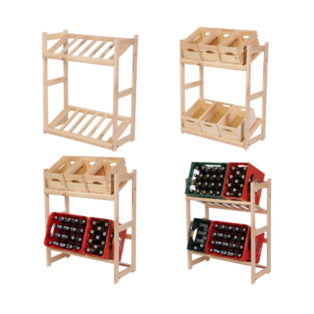 Regał Drewniany LSR – 2 półki na skrzynki