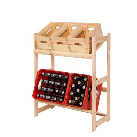 Regał Drewniany LSR – 2 półki na skrzynki