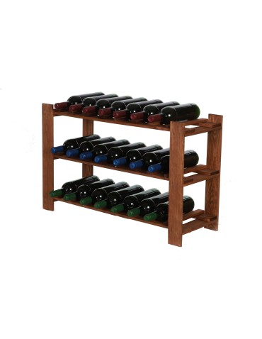 Trzypiętrowy regał B22 na 21 Butelek –  50x80x28 cm – Brązowy