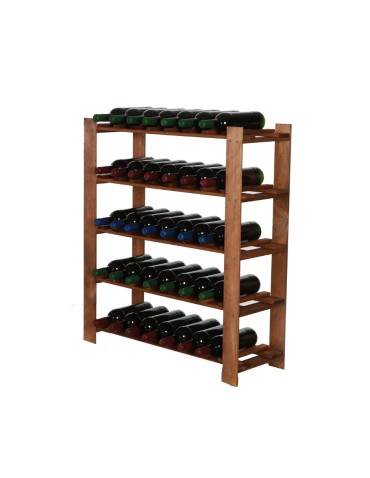 5 piętrowy Regał B22 na 35 Butelek –  90x80x28 cm – Brązowy