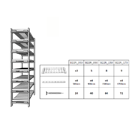 8 piętrowy Regał B22 na 56 Butelek – 150x80x28 cm