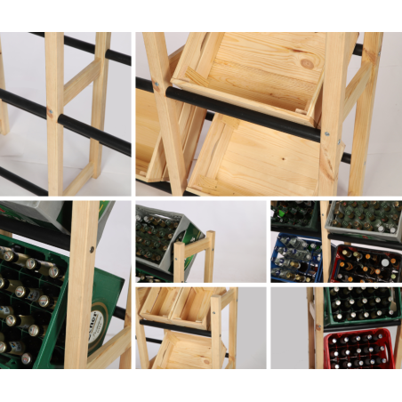 Stojak na Skrzynki (3szt) – Plastik/ Naturalne Drewno – 108X53X32 cm