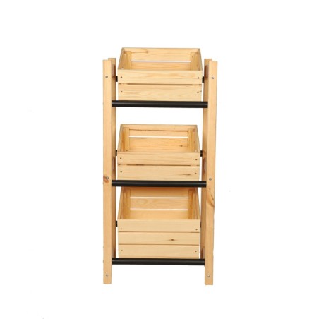 Stojak na Skrzynki (3szt) – Plastik/ Naturalne Drewno – 108X53X32 cm