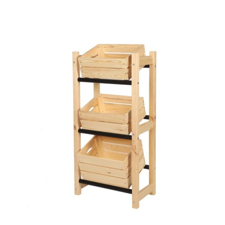 Stojak na Skrzynki (3szt) – Plastik/ Naturalne Drewno – 108X53X32 cm