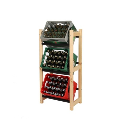 Stojak na Skrzynki (3szt) – Plastik/ Naturalne Drewno – 108X53X32 cm