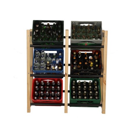 Regał na Skrzynki Transportowe (6szt) – Plastik/ Naturalne Drewno – 108X102X32 cm