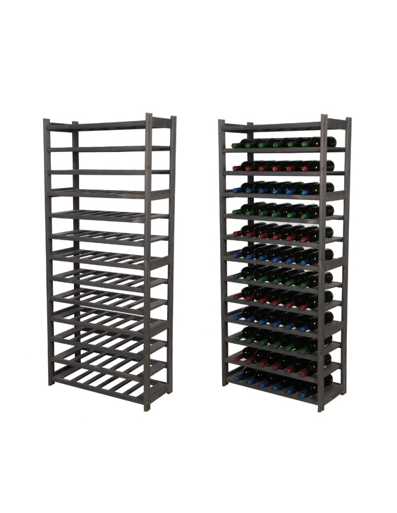 Regały/meble wielofunkcyjne - Regał Drewniany LSR – 13 półek na wino – szary - produkt MODO24.PL 1