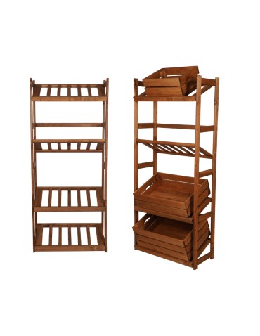Regał Drewniany LSR – 4 półki na skrzynki – brązowy