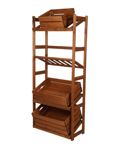 Regały/meble wielofunkcyjne - Regał Drewniany LSR – 4 półki na skrzynki – brązowy - product 3