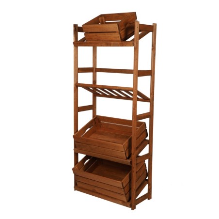 Regał Drewniany LSR – 4 półki na skrzynki – brązowy
