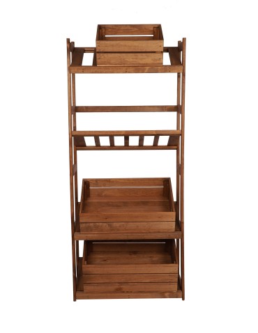 Regał Drewniany LSR – 4 półki na skrzynki – brązowy - product 2