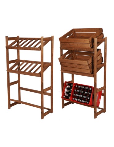 Regał Drewniany LSR – 3 półki na skrzynki – brązowy