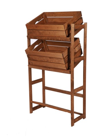 Regały/meble wielofunkcyjne - Regał Drewniany LSR – 3 półki na skrzynki – brązowy - product 3