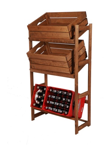 Regały/meble wielofunkcyjne - Regał Drewniany LSR – 3 półki na skrzynki – brązowy - product 4