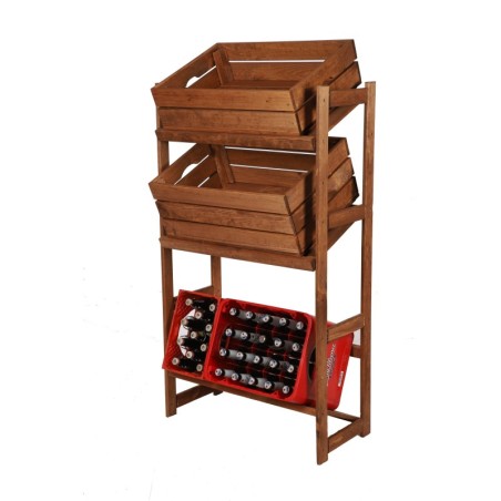 Regał Drewniany LSR – 3 półki na skrzynki – brązowy