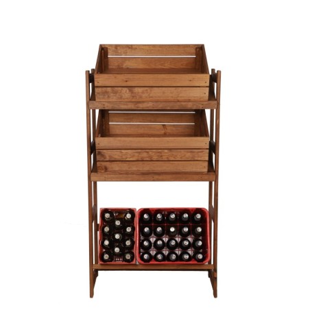 Regał Drewniany LSR – 3 półki na skrzynki – brązowy