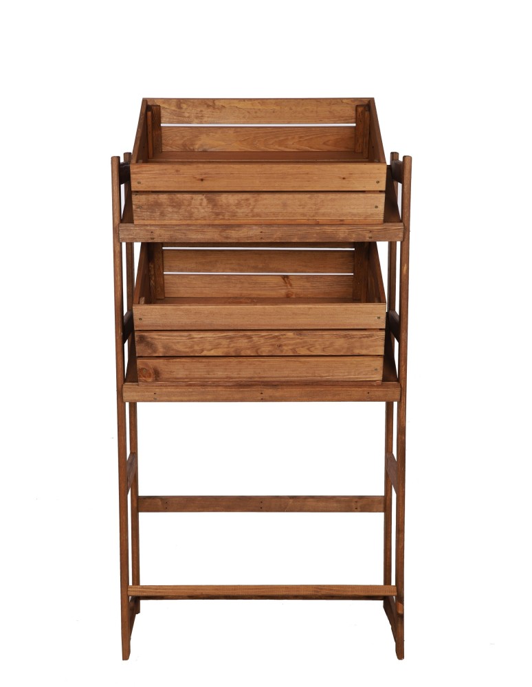 Regały/meble wielofunkcyjne - Regał Drewniany LSR – 3 półki na skrzynki – brązowy - product MODO24.PL 6