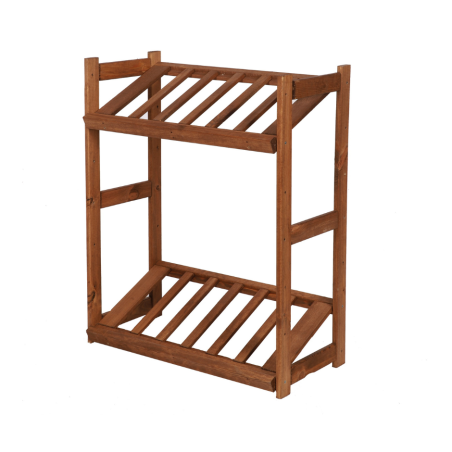 Regał Drewniany LSR – 2 półki na skrzynki – Brązowy
