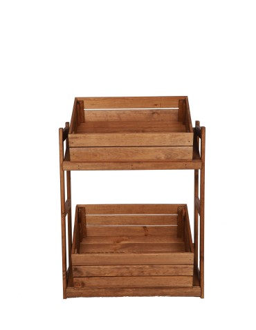 Regały/meble wielofunkcyjne - Regał Drewniany LSR – 2 półki na skrzynki – Brązowy - product 4