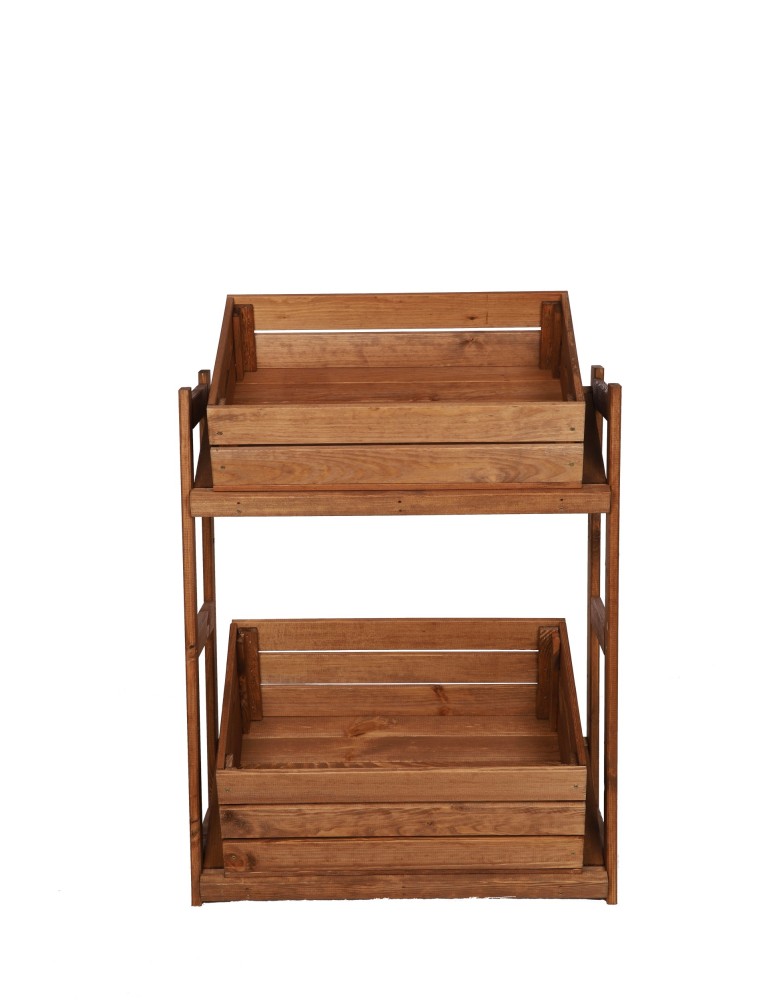 Regały/meble wielofunkcyjne - Regał Drewniany LSR – 2 półki na skrzynki – Brązowy - product MODO24.PL 4