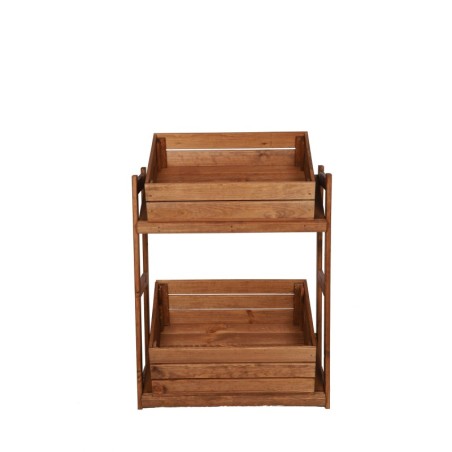 Regał Drewniany LSR – 2 półki na skrzynki – Brązowy