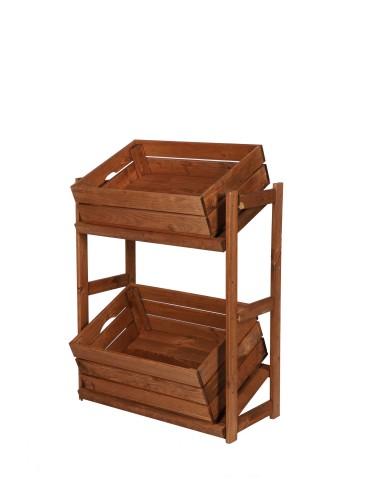 Regały/meble wielofunkcyjne - Regał Drewniany LSR – 2 półki na skrzynki – Brązowy - product 5