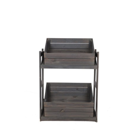 Regał Drewniany LSR – 2 półki na skrzynki – Szary