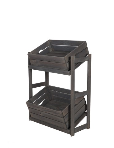 Regały/meble wielofunkcyjne - Regał Drewniany LSR – 2 półki na skrzynki – Szary - product 3